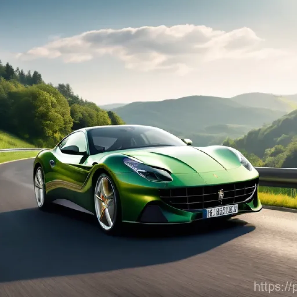 레이싱게임 추천 포럼 - A highly detailed, photorealistic image of a cutting-edge European supercar, such as a sleek Ferrari...