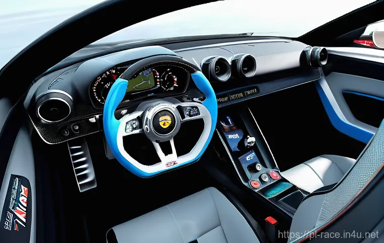레이싱게임 인기 이유 - **Prompt: "A hyper-realistic, first-person view from inside a sophisticated racing simulator cockpit...