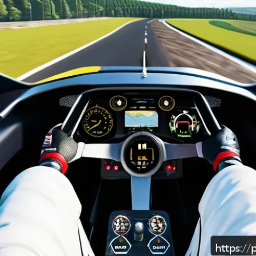 Home 17 레이싱게임의 시장 규모 - Hyper-realistic racing scene set in a photorealistic open world environment, featuring a sleek, mode...